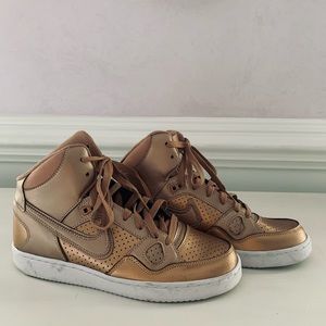 Rose gold/bronze High top Air Force ones!